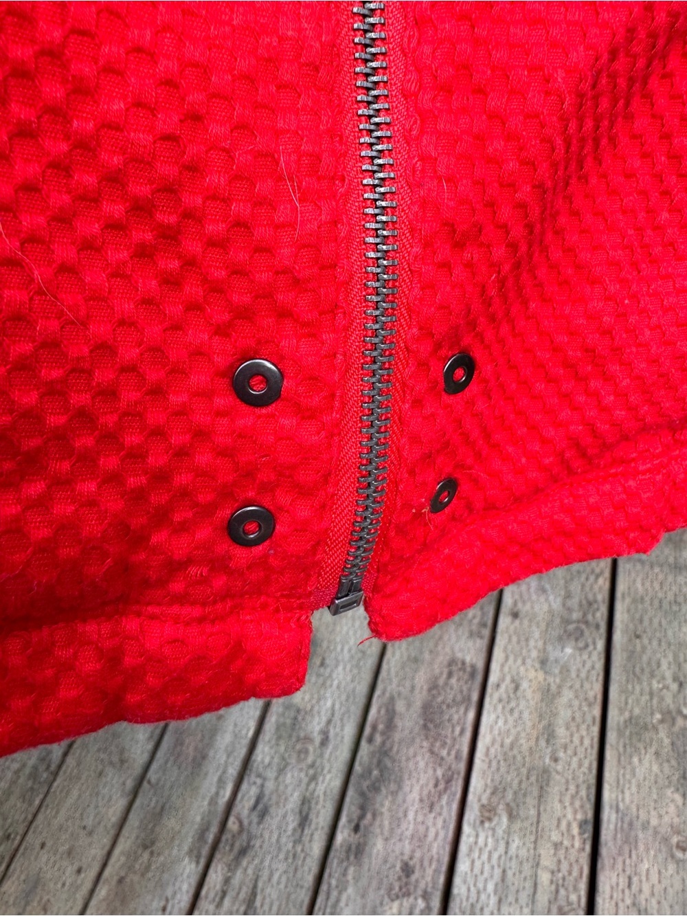 Tribal Bright Red Textured Zip-Front Jacket - Picture 5 of 7